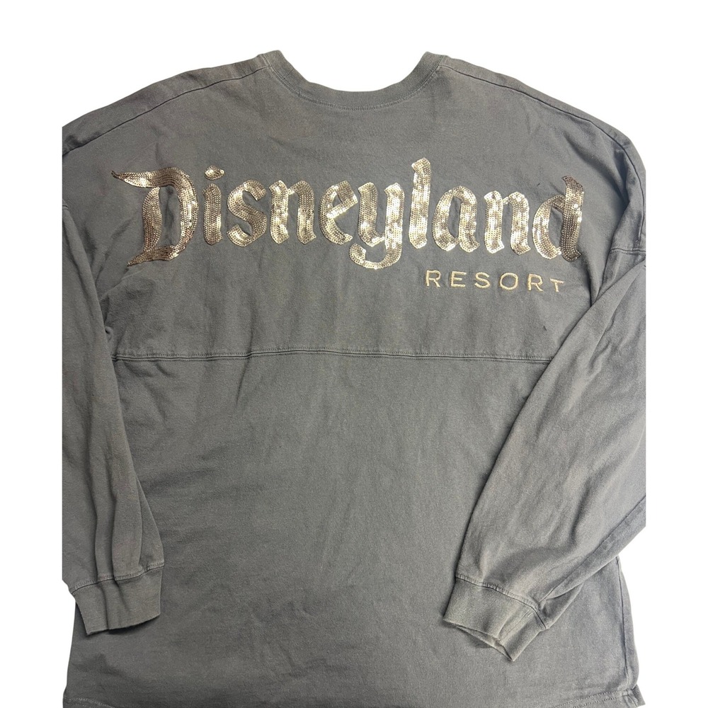 Disney Parks Spirit Jersey Disneyland Resort Sequin Glitter Gray Long Sleeve XXL